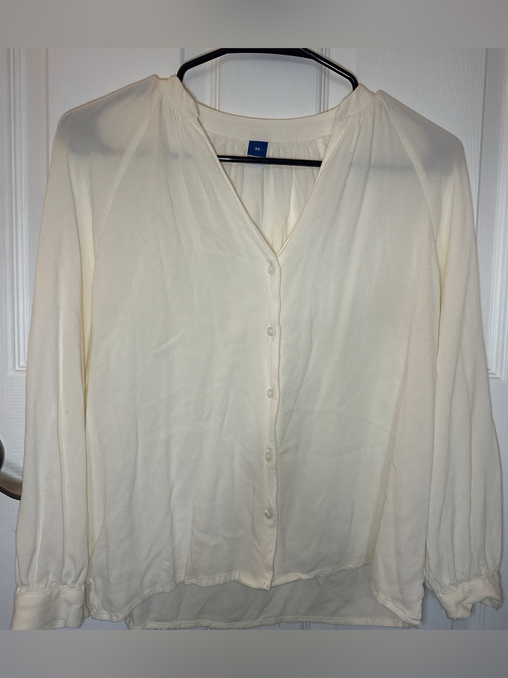Old Navy Cream Sheer Button-Front Women's Blouse